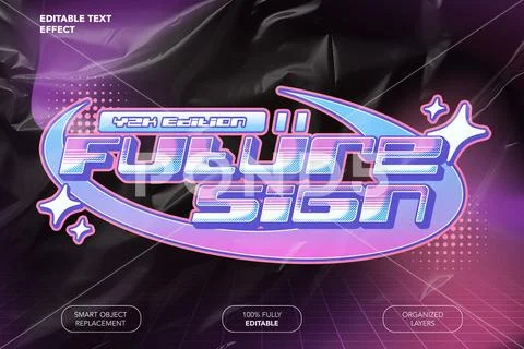 Y2K Futuristic Halftone Text Effect PSD 템플릿