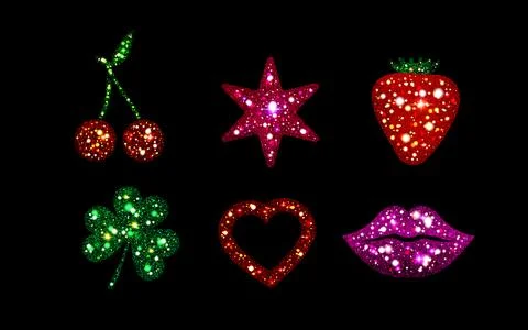 Y2k glitter sticker set Stock Illustration