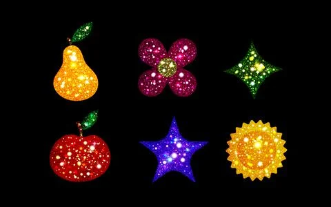 Y2k glitter sticker set Stock Illustration