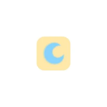 Y2k. Gradient blue crescent moon with blurred effect on yellow square background Stock Illustration