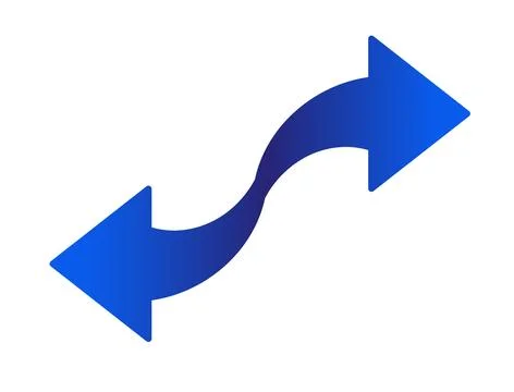 Y2K gradient blue retro two ways arrow icon Stock Illustration