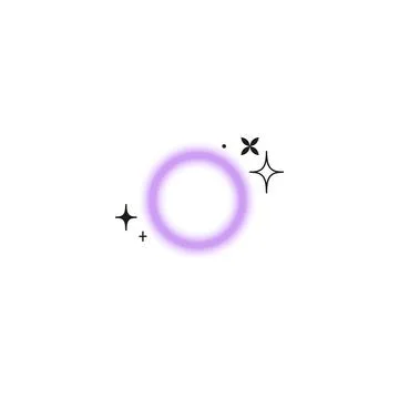 Y2K gradient with blurred circle, purple color and aura and linear black Stock Illustration