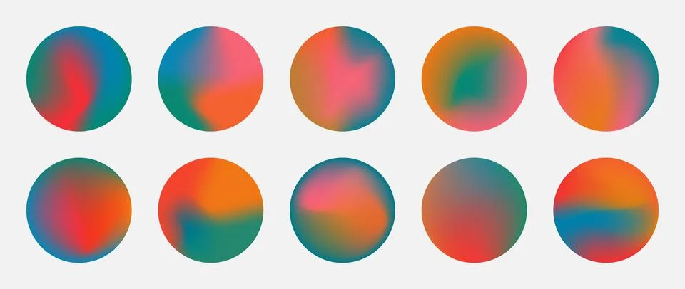 Y2K gradient circle set, social media story highlights. Vector set design Stock Illustration