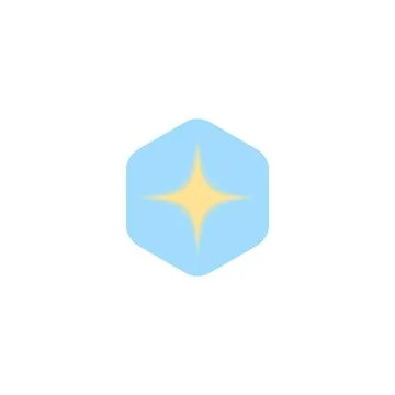 Y2k gradient design with blurred yellow four-pointed star on blue rhombus Stock Illustration