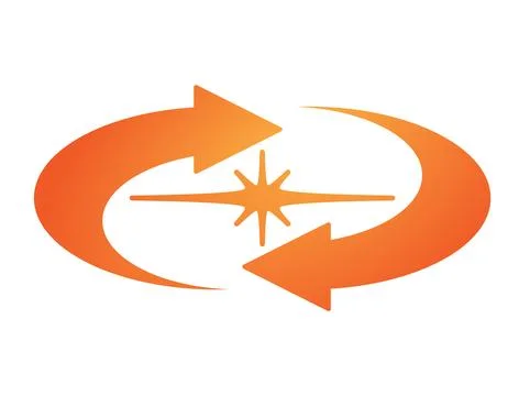 Y2K gradient orange retro two ways arrow and star icon Stock Illustration