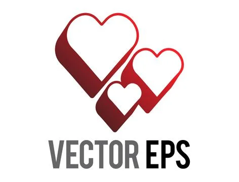 Y2K gradient red retro three hearts icon Illustrazione stock