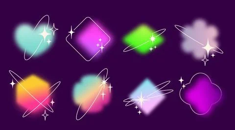 Y2k gradient shape set with glowing blur effects Illustrazione stock
