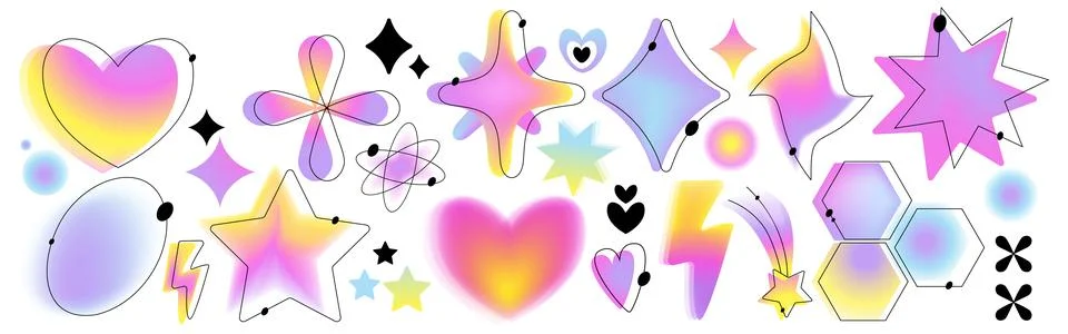 Y2k gradient shapes Illustrazione stock