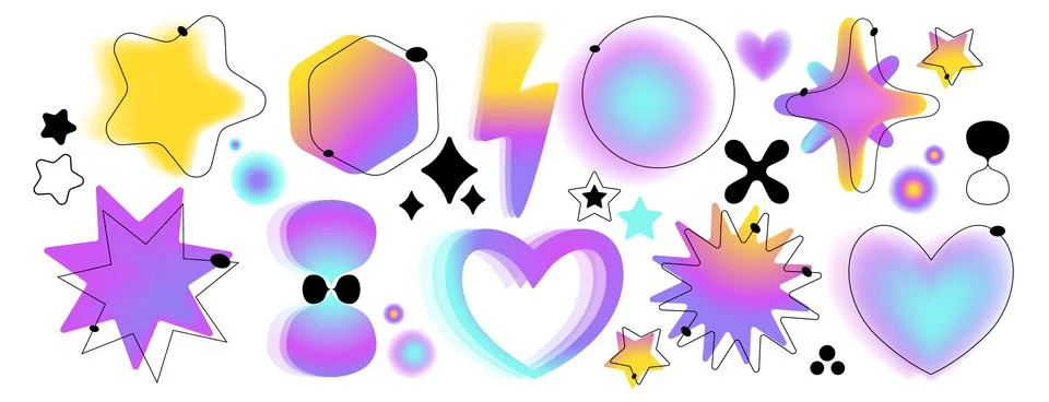 Y2k gradient shapes Illustrazione stock