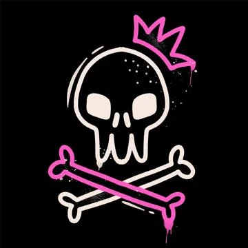 Y2k Graffiti emo skull with splash effect and drops Stock Illustration