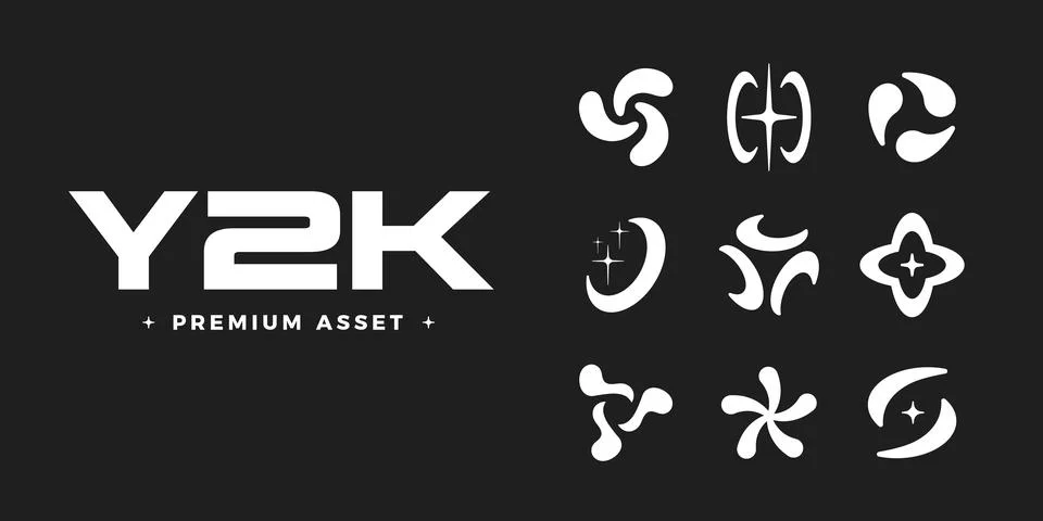 Y2K graphic design. 2000s vector shapes. Illustrazione stock