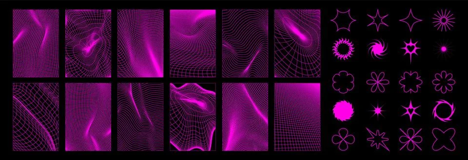 Y2k grid background elements Stock Illustration