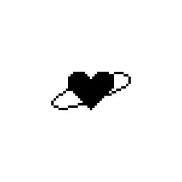 Y2K heart with ring vector icon pixel art, black heart shape in circle with Stock Illustration