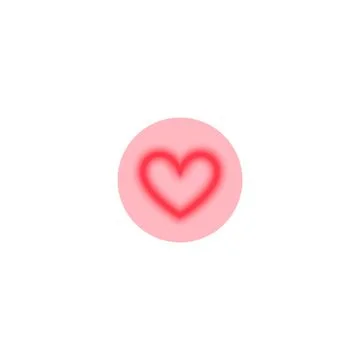 Y2K Heart. Vector gradient outline red heart on round pink background. Stock Illustration