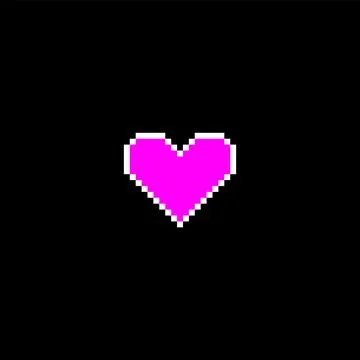 Y2K heart vector icon pixel art, pink heart shape with white squared black Stock Illustration
