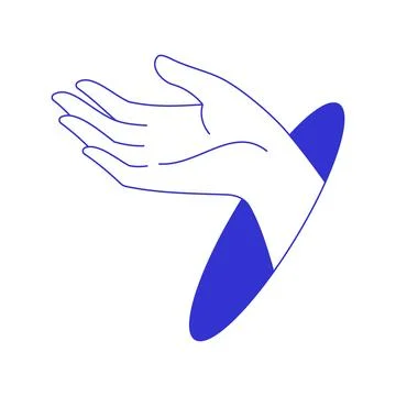Y2k human hand asking giving gesture at hole contemporary pop art line icon.. Stock Illustration