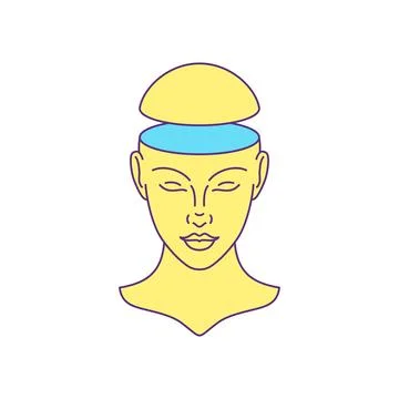 Y2k human head open empty mind psychedelic portrait cartoon character groov.. Illustrazione stock