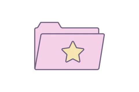 Y2k interface, Icon, folder with asterisk interface element Stock Illustration