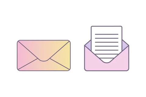 Y2k interface, Icon, letter, envelope with letter interface element Stock Illustration