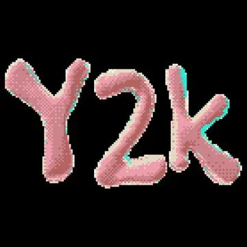 Y2K pixel font, pink with glow effect, 8-bit digital art. Illustrazione stock