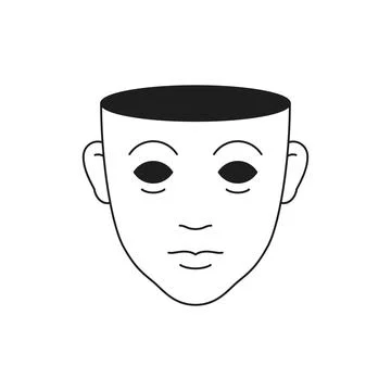 Y2k psychedelic human head open mind weird cartoon character monochrome line  Illustrazione stock