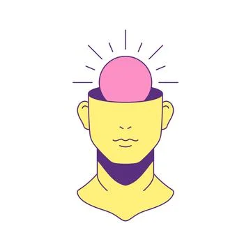 Y2k psychedelic man head with bright sun contemporary pop art icon vector f.. Stock Illustration
