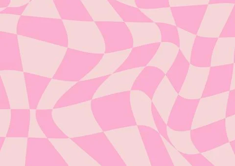 Y2k retro background. Distorted checkered wavy swirl chess, trendy trippy style Illustration