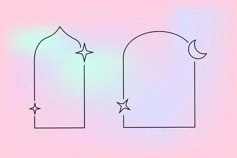 Y2k retro elements set, 90s or 2000s elements of arch and stars, shapes in Stock Illustration