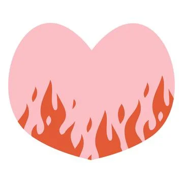 Y2k retro heart with fire. Vector illustration Stock Illustration