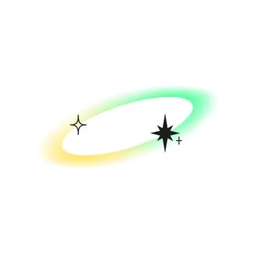 Y2K ring stencil trace on yellow green blurred gradient border, vector soft Stock Illustration