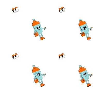 Y2k school groovy seamless pattern. Childrens pattern with school supplies and Stock Illustration
