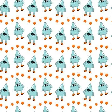 Y2k school groovy seamless pattern. Childrens pattern with school supplies and Stock Illustration