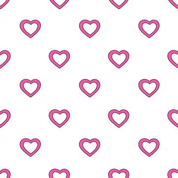 Y2k seamless pattern with abstract pink hearts. Emo 2000s style. Stock Illustration