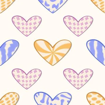 Y2k seamless pattern with hearts Stock Illustration