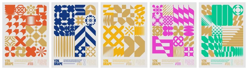 Y2K shape abstract geometric composition in brutalism style, vector minimal.. Stock Illustration