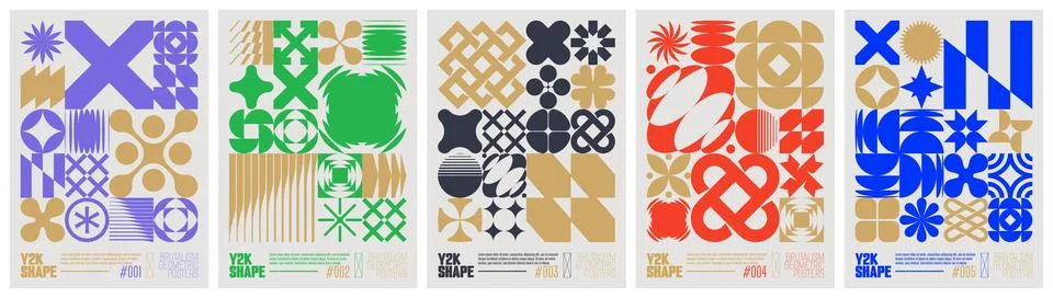 Y2K shape abstract geometric composition in brutalism style, vector minimal.. Stock Illustration