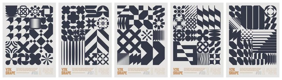 Y2K shape abstract geometric composition in brutalism style, vector minimal.. イラスト素材