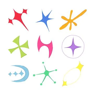 Y2k shape set cartoon vector illustration Stock Illustration