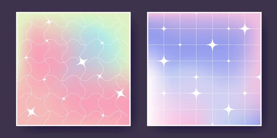 Y2k star patterns - pastel gradient backgrounds Stock Illustration