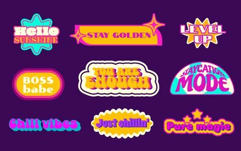 Y2k sticker shape collection Stock Illustration