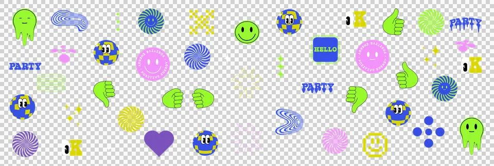 Y2K Stickers Pack Stock Illustration