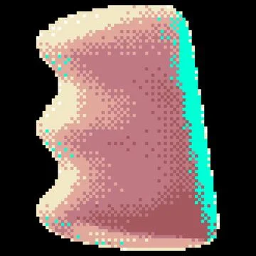 Y2K style abstract pixel shape, pink color, glow effect, 8-bit. Stock Illustration