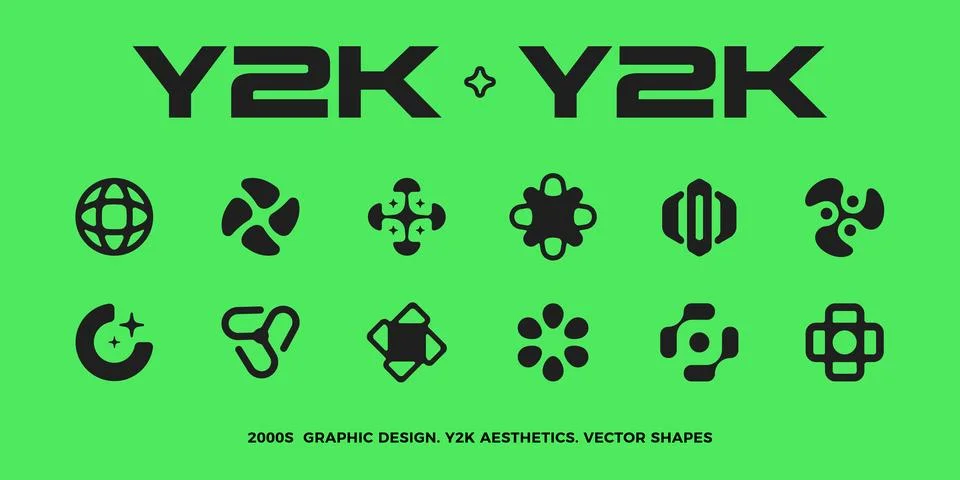 Y2K style elements. 2000s vector shapes. Stock Illustration