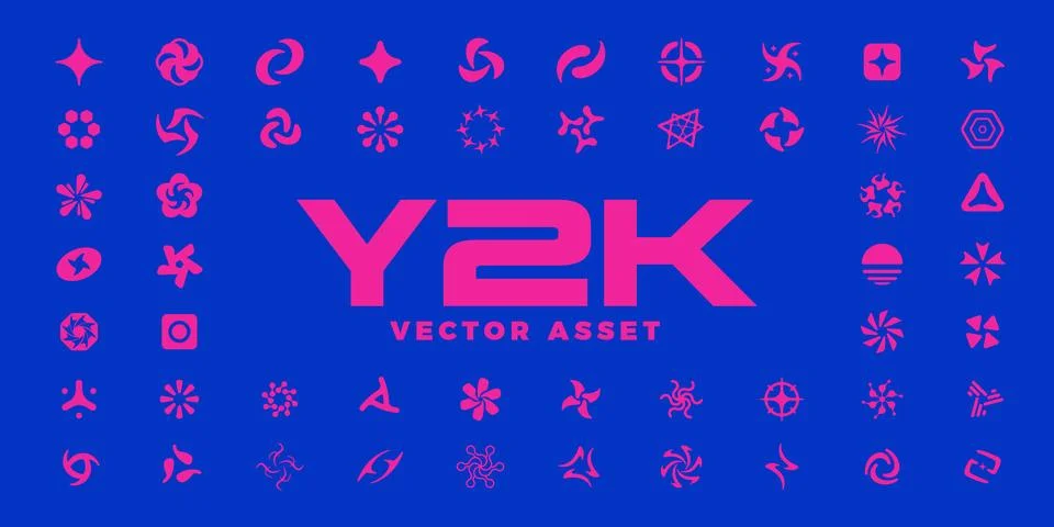 Y2K style elements set. Stock Illustration