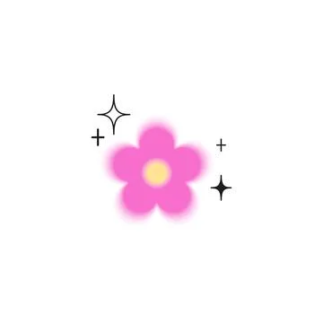 Y2k style. Gradient vector, blurred pink flower shape with aura effect. Stock Illustration