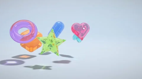 Y2K Translucent Candy Jelly Shapes Floating Carousel Seamless Loop Видео 347071408