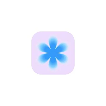 Y2k Vector abstract gradient blue flower shape in pink square. イラスト素材