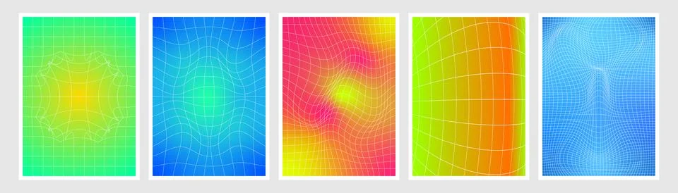Y2k warped grid background set Illustrazione stock