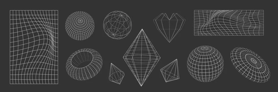 Y2k white grid abstract shape. イラスト素材