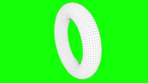 Y2K Wireframe Ring Tumbles on Green Screen Alpha Loop Stock Footage 256853705